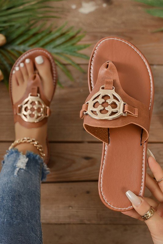 Metal Leather Sandals*
