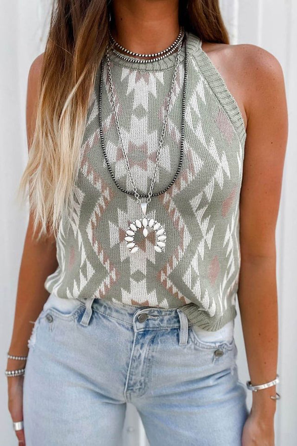 Tribal Aztec Knit Tank Top*