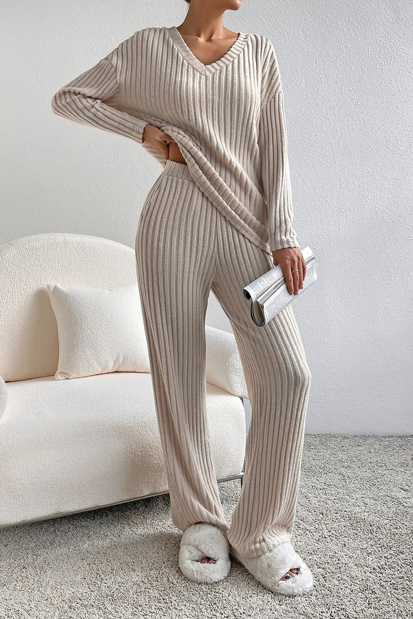 Ribbed Fleece Two Piece Lounge Set