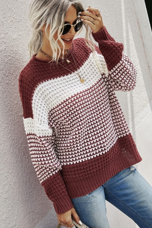 Color Block Knit Sweater